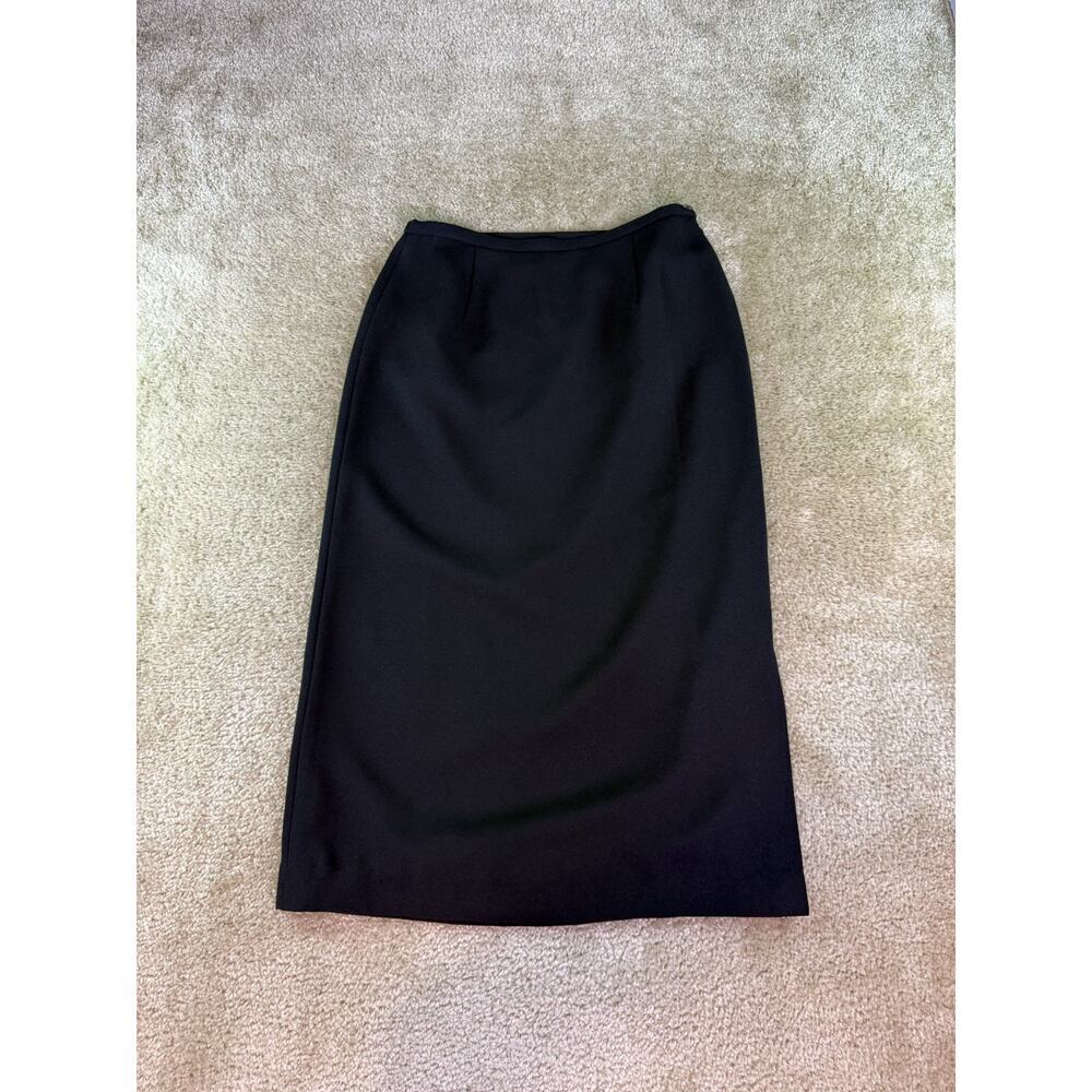 Karen Scott Women's Sz 10 Maxi Skirt Elastic Waist Slit Black Side Zip D521